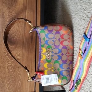 Coach Khaki Multi Rainbow purse